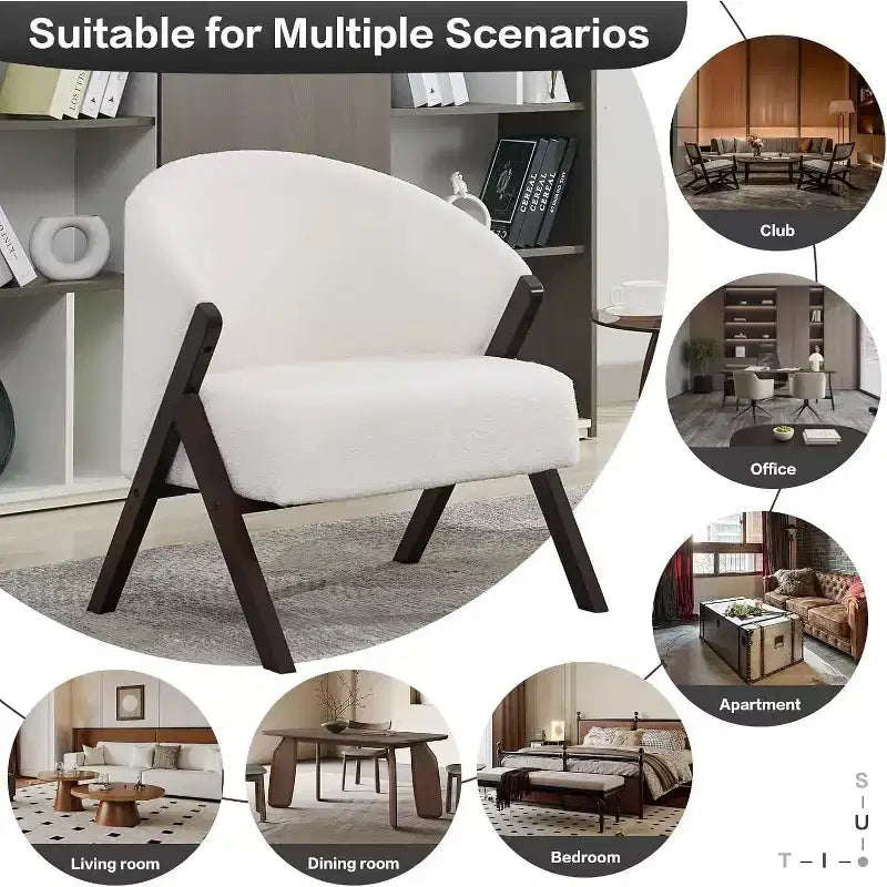 Swivel Accent Chair with Wood Frame and Upholstered Seat