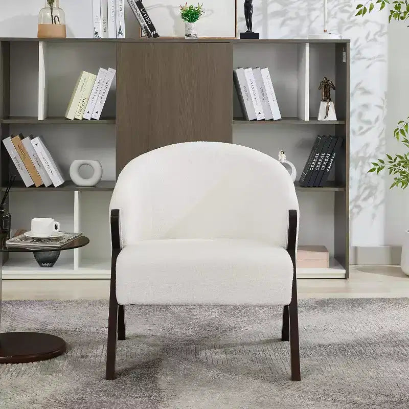 Swivel Accent Chair with Wood Frame and Upholstered Seat