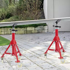 Adjustable Pipe Jack Stand with Locking Casters, 28–52 Inch Height, V-Head, Folding Tripod Base