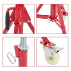 Adjustable Pipe Jack Stand with Locking Casters, 28–52 Inch Height, V-Head, Folding Tripod Base
