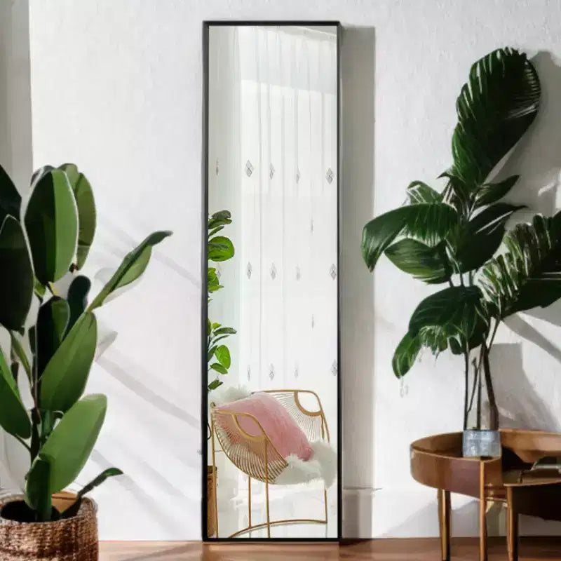 Freestanding Full Length Mirror with Black Metal Frame