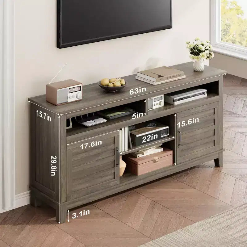 TV Stand with Adjustable Shelves for TVs Up to 63 Inches