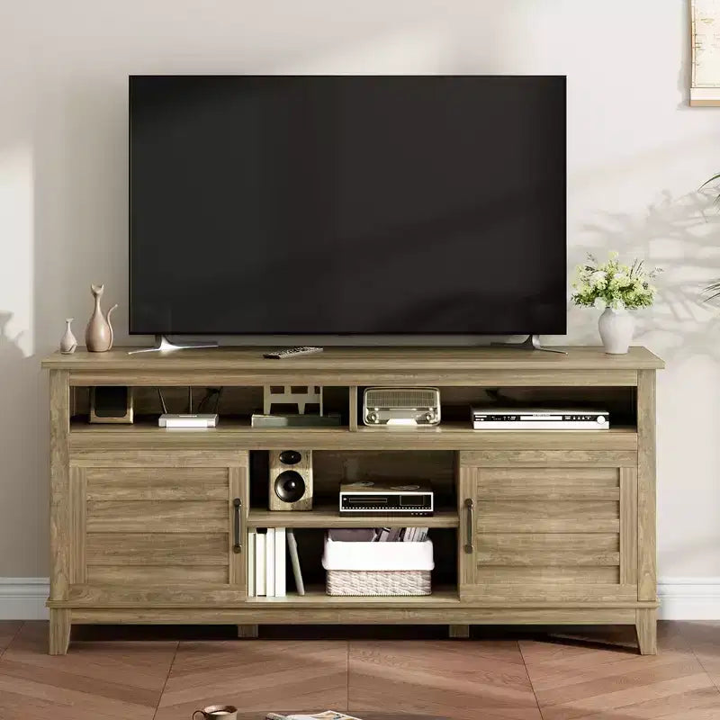 TV Stand with Adjustable Shelves for TVs Up to 63 Inches