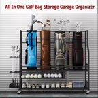 Golf Bag Storage Rack with Wheels and Drawers