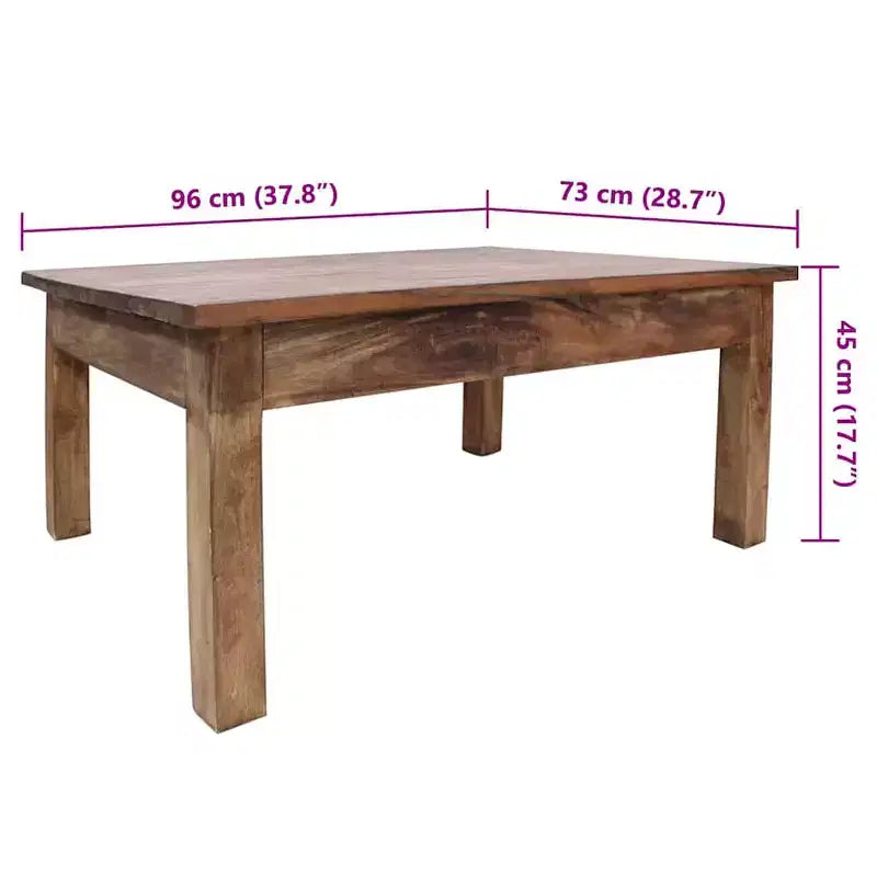 Rectangular Wood Coffee Table with Weathered Finish