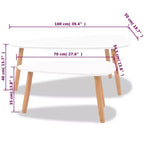 Oval Coffee Table Set of 2, White Wood Top with Brown 3-Leg Base