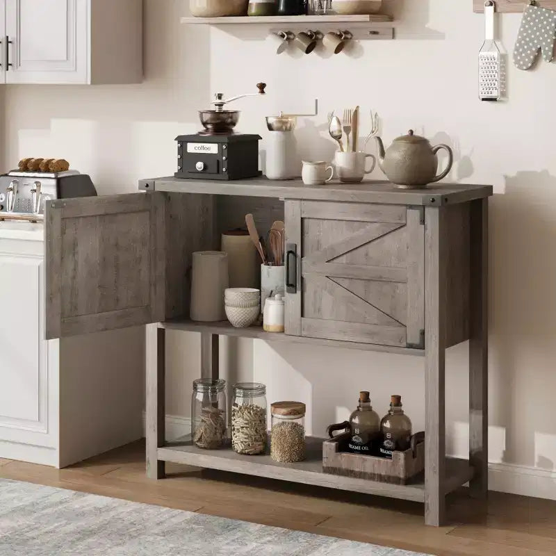 Sideboard Buffet Cabinet with 2 Doors and Shelf – Console Table for Entryway, Living Room and Hallway